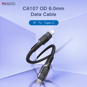 YESIDO CA107 1.2m 2.4A USB Type-C to Lighting Charging Data Cable(Black+Blue)