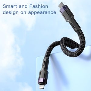 YESIDO CA107 1.2m 2.4A USB Type-C to Lighting Charging Data Cable(Black+Blue)