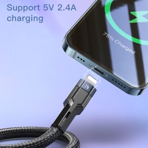 YESIDO CA107 1.2m 2.4A USB Type-C to Lighting Charging Data Cable(Black+Blue)