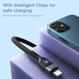 YESIDO CA107 1.2m 2.4A USB Type-C to Lighting Charging Data Cable(Black+Blue)