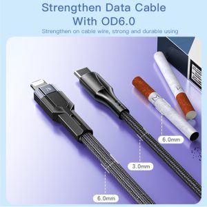 YESIDO CA107 1.2m 2.4A USB Type-C to Lighting Charging Data Cable(Black+Blue)