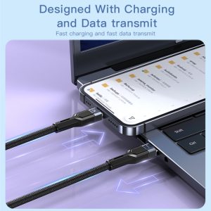 YESIDO CA107 1.2m 2.4A USB Type-C to Lighting Charging Data Cable(Black+Blue)