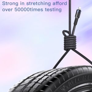 YESIDO CA107 1.2m 2.4A USB Type-C to Lighting Charging Data Cable(Black+Blue)
