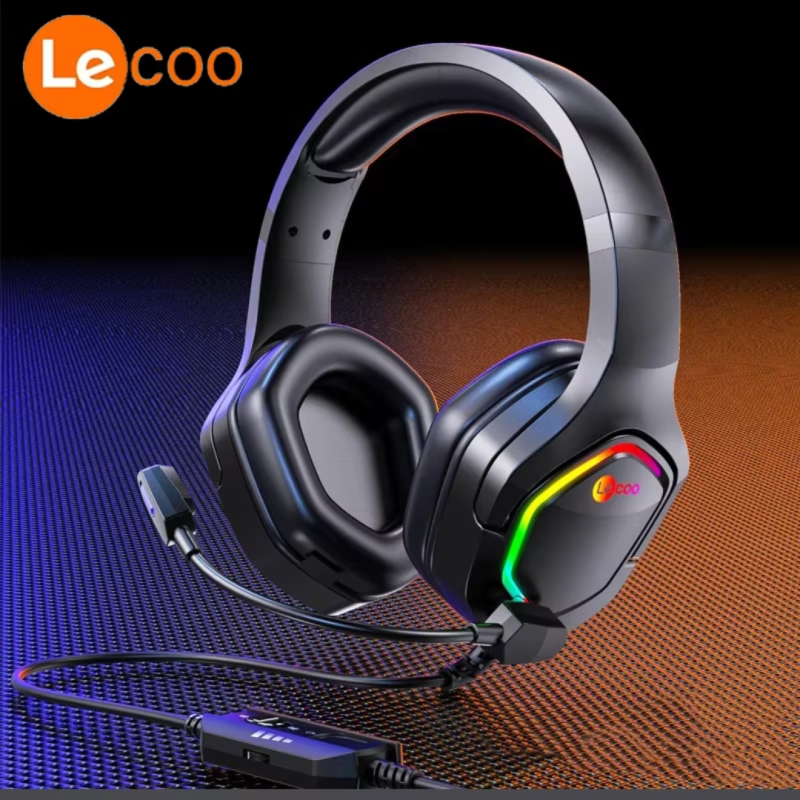 Lecoo HT403 Wire Gaming Headsets Cool Headworn Gaming Headphones Noise Reduction Suitable For Mobile Phones, Computers, Ps4, Ps5