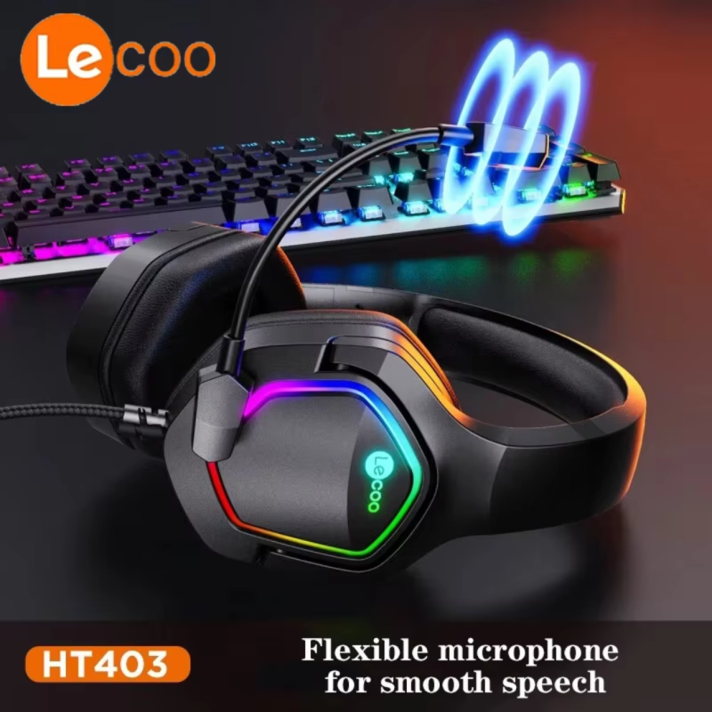 Lecoo HT403 Wire Gaming Headsets Cool Headworn Gaming Headphones Noise Reduction Suitable For Mobile Phones, Computers, Ps4, Ps5