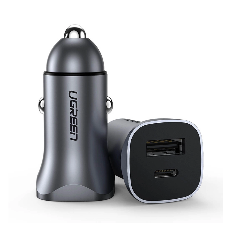 Ugreen Fast Car Charger USB-A / USB-C 30W PD PPS Gray (CD130)