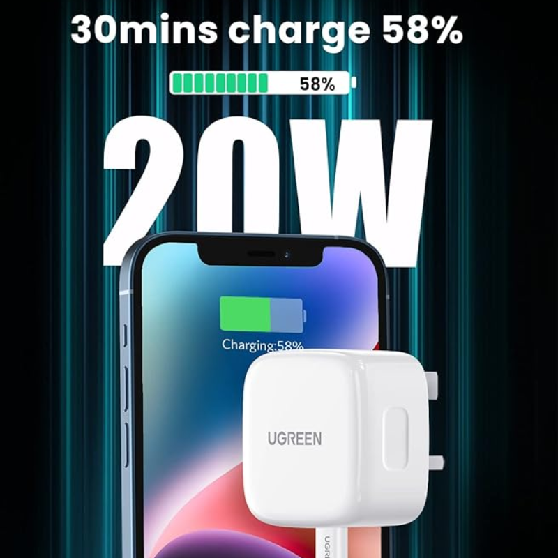 UGREEN 20W Type-C PD Fast Charger with 1m Type-C to Lightning Cable (White) 70297 (1Y)