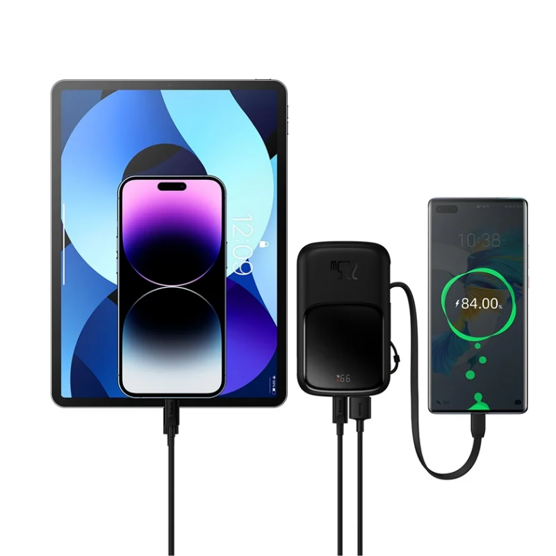 Baseus Qpow Pro 10000mAh Power Bank | 22.5W Fast Charge | Built-in Type-C Cable